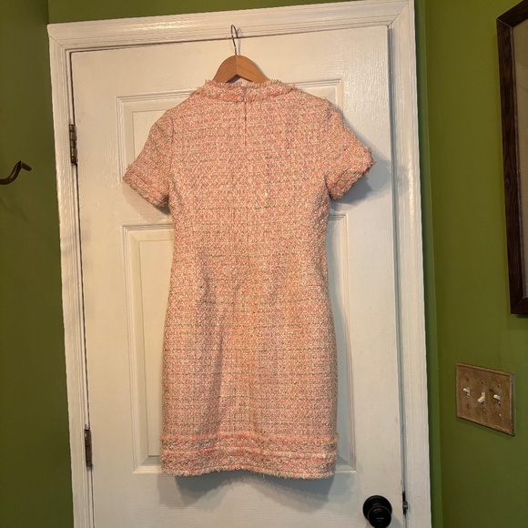 Pastel Pink Tweed Boucle Sequin Sparkle Chanel Style Dress - Picture 3 of 8